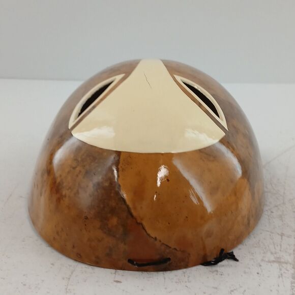 Wood Face Mask Hand Painted Tribal Folk Art Wall Hanging Decorative 9” ~ Signed - Picture 5 of 11